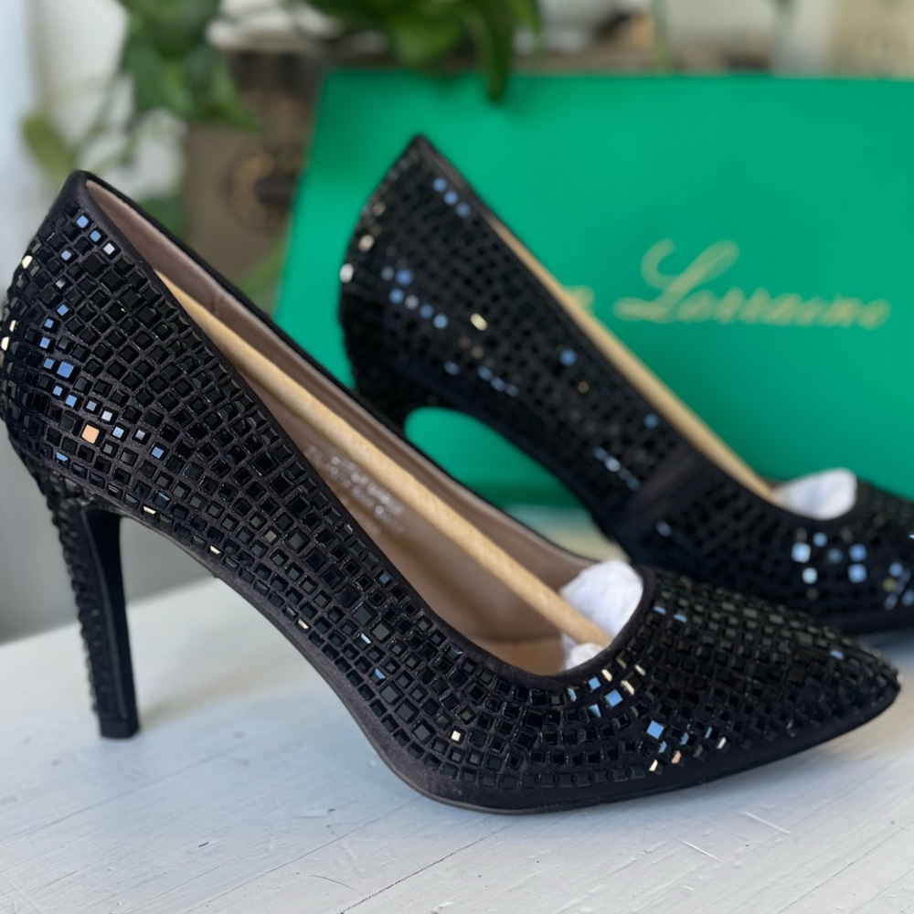 NIB Lauren Lorraine Dazzle Heels - Black - Homecoming Shoes